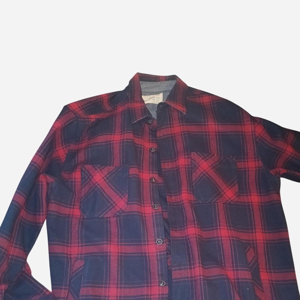 Weatherproof Vintage Mens Red Blue Plaid Flannel Shirt 2XL